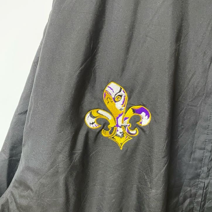 古着 used　CHARLES RIVER　長袖ハイネックナイロンジャケット　ジップアップジャケット　ワンポイント刺繍　LSU　黒