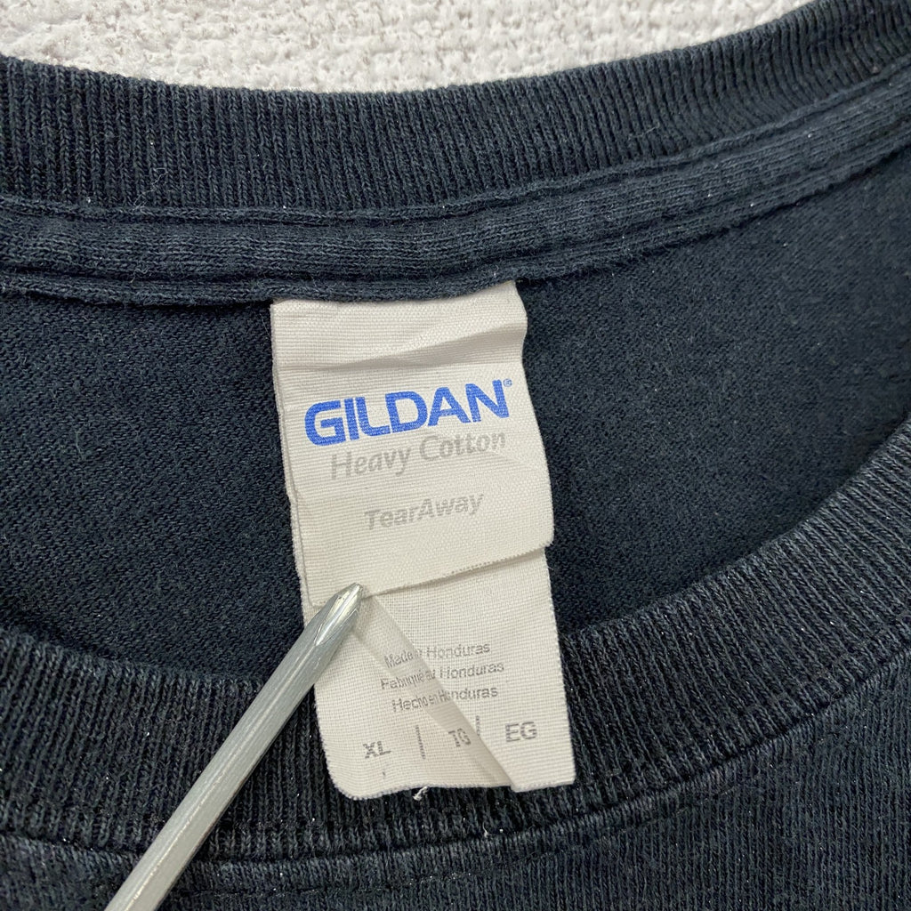 GILDAN　ギルダン　半袖プリントアニマルTシャツ　リス　ミュージック　黒　ブラック　XLサイズ　古着