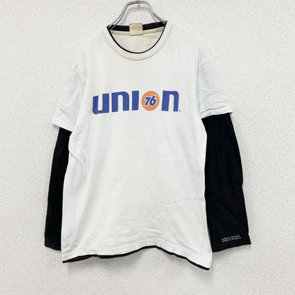 76 Lubricants　長袖Tシャツ/ロンT　フェイクレイヤード　企業ロゴ　白　ホワイト　Lサイズ