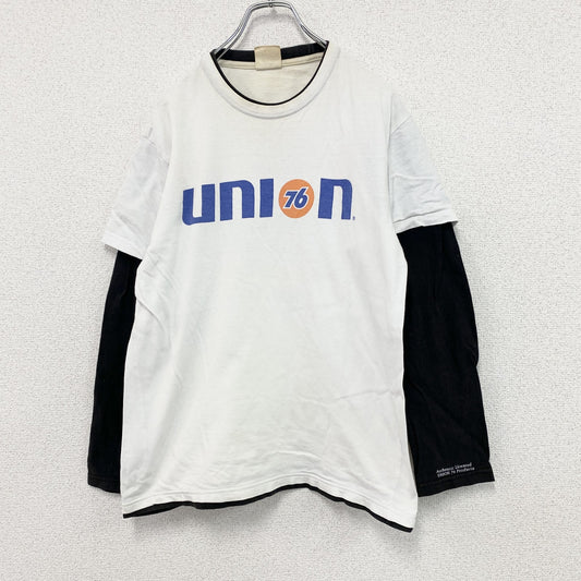 76 Lubricants　長袖Tシャツ/ロンT　フェイクレイヤード　企業ロゴ　白　ホワイト　Lサイズ