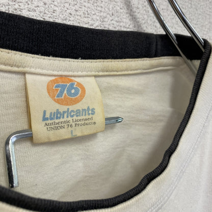 76 Lubricants　長袖Tシャツ/ロンT　フェイクレイヤード　企業ロゴ　白　ホワイト　Lサイズ