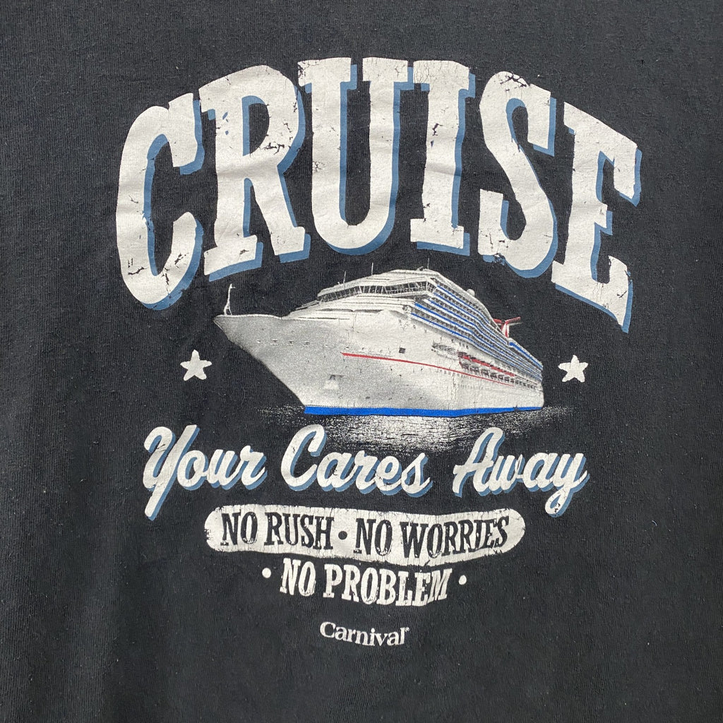 Carnival Cruise　半袖プリントTシャツ　6連プリント　アーチプリント　カプセルプリント　英字プリント　船　黒　ブラック　古着