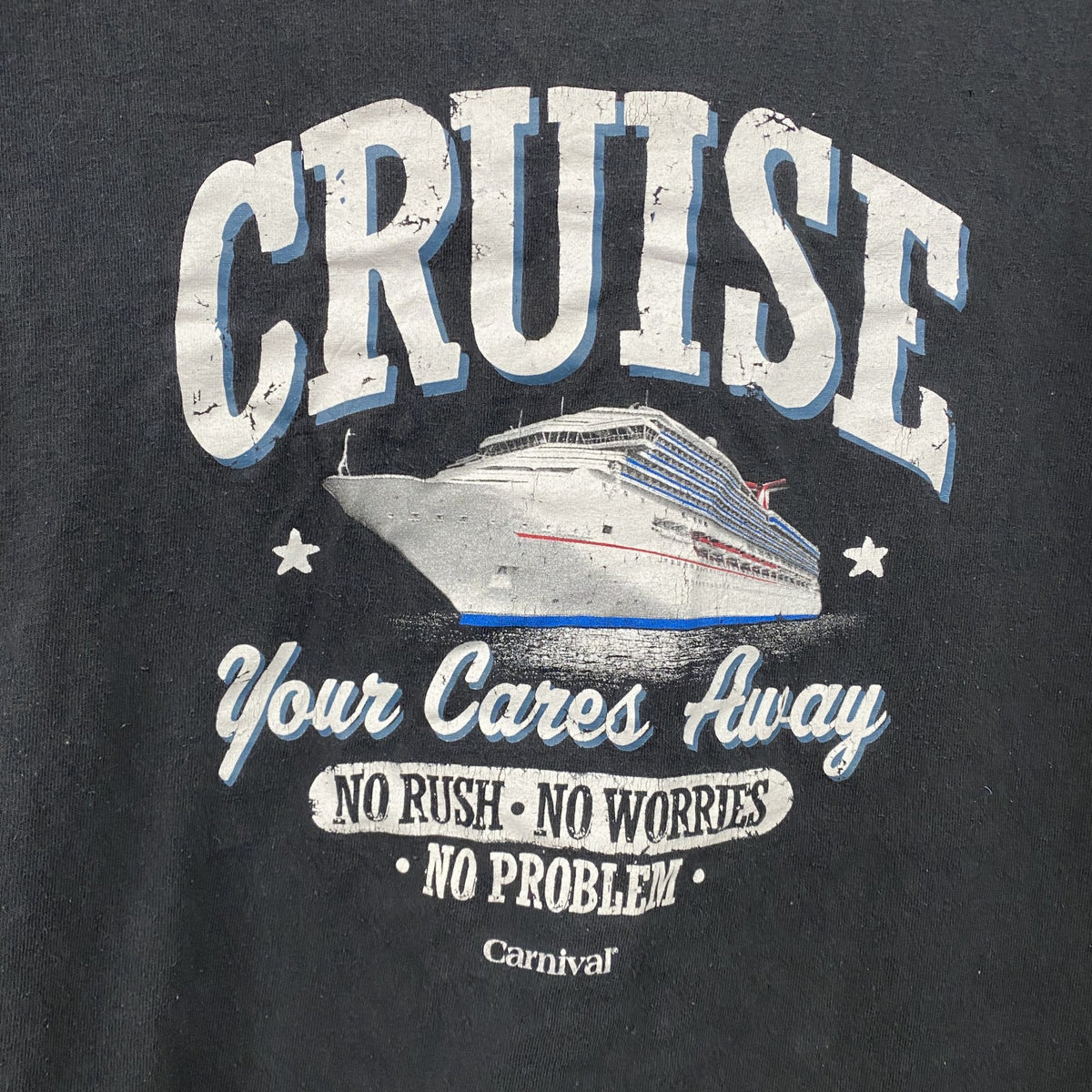 Carnival Cruise　半袖プリントTシャツ　6連プリント　アーチプリント　カプセルプリント　英字プリント　船　黒　ブラック　古着