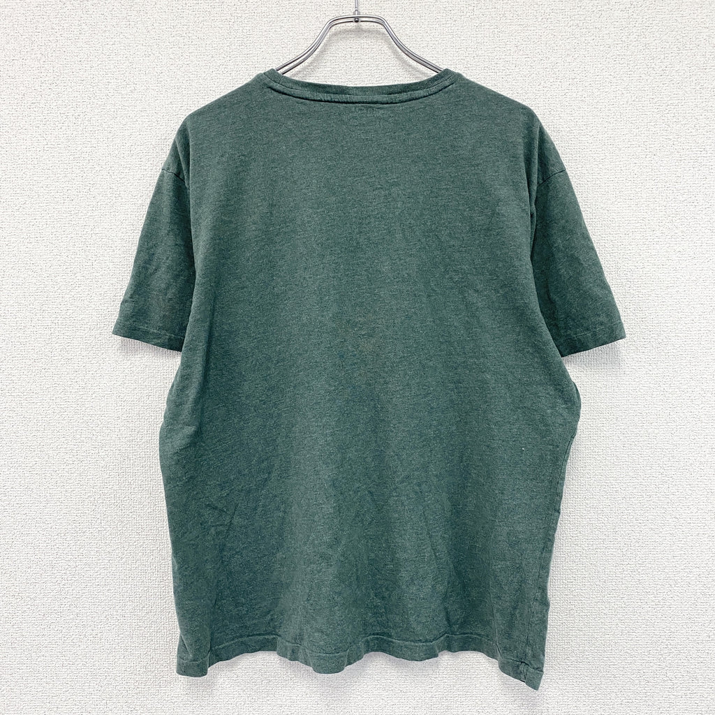 POLO RALPH LAUREN　ポロラルフローレン　半袖Tシャツ　シングルステッチ　刺ロゴ　緑　グリーン　Lサイズ カットソー メンズ コットン 古着
