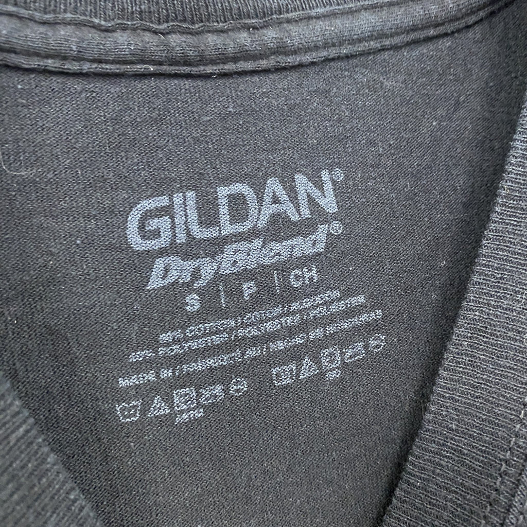 GILDAN　ギルダン　半袖プリントTシャツ　英字プリント　黒　ブラック　Sサイズ カットソー メンズ コットン 古着