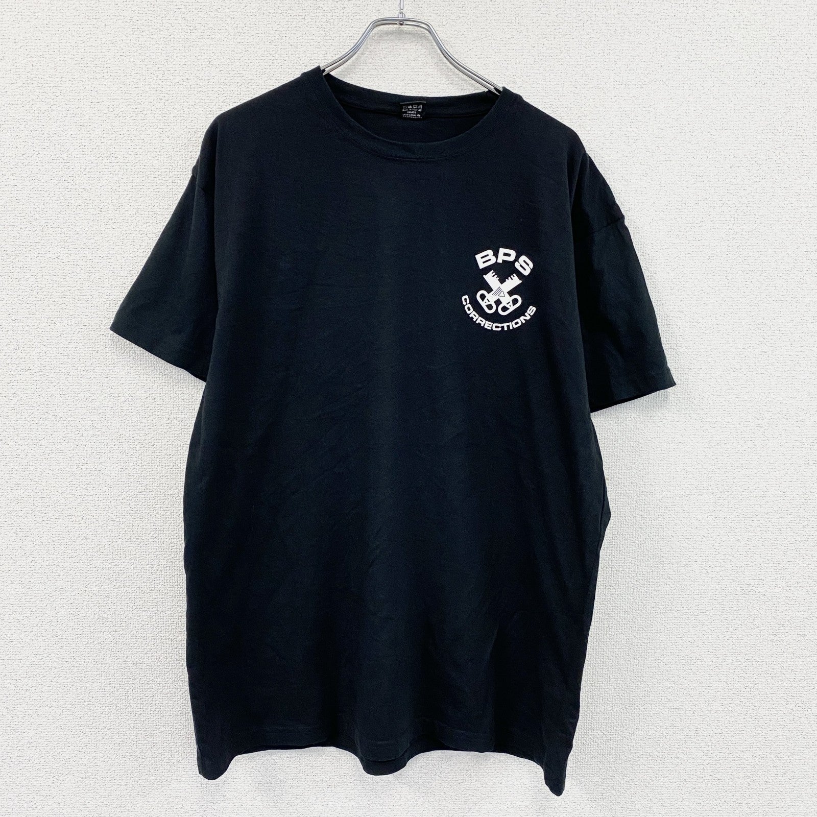 CANADIAN UNION APPAREL　半袖プリントTシャツ　OPSEU SEFPO　黒　ブラック　XLサイズ カットソー メンズ コットン 古着