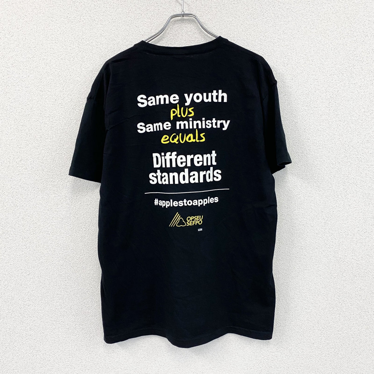CANADIAN UNION APPAREL　半袖プリントTシャツ　OPSEU SEFPO　黒　ブラック　XLサイズ カットソー メンズ コットン 古着