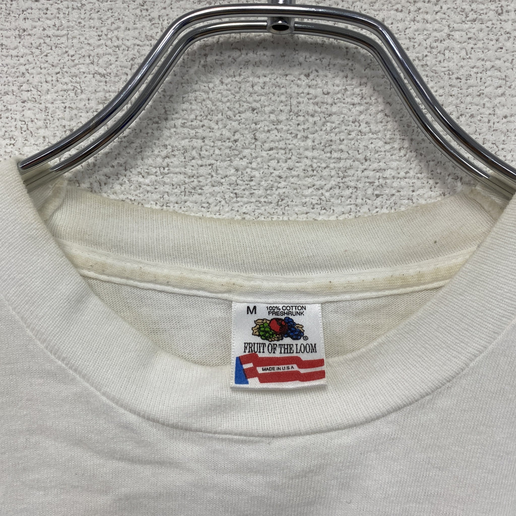 FRUIT OF THE LOOM　フルーツオブザルーム　半袖プリントTシャツ　白　ホワイト　Mサイズ カットソー メンズ コットン 古着