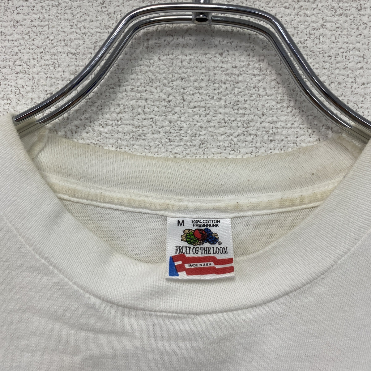 FRUIT OF THE LOOM　フルーツオブザルーム　半袖プリントTシャツ　白　ホワイト　Mサイズ カットソー メンズ コットン 古着