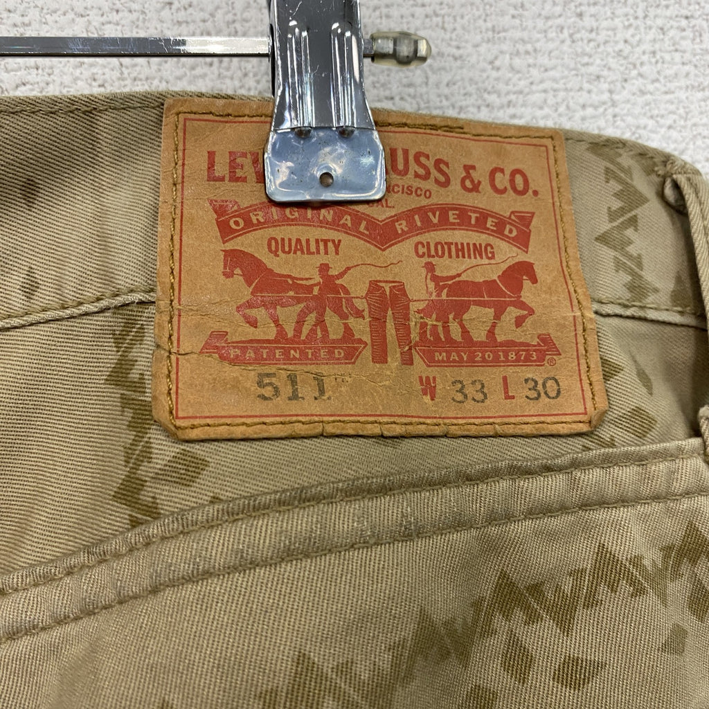 Levi's　リーバイス　511　デニムパンツ/ダメージジーンズ　ジップフライ　カーキベージュ　W33サイズ　古着