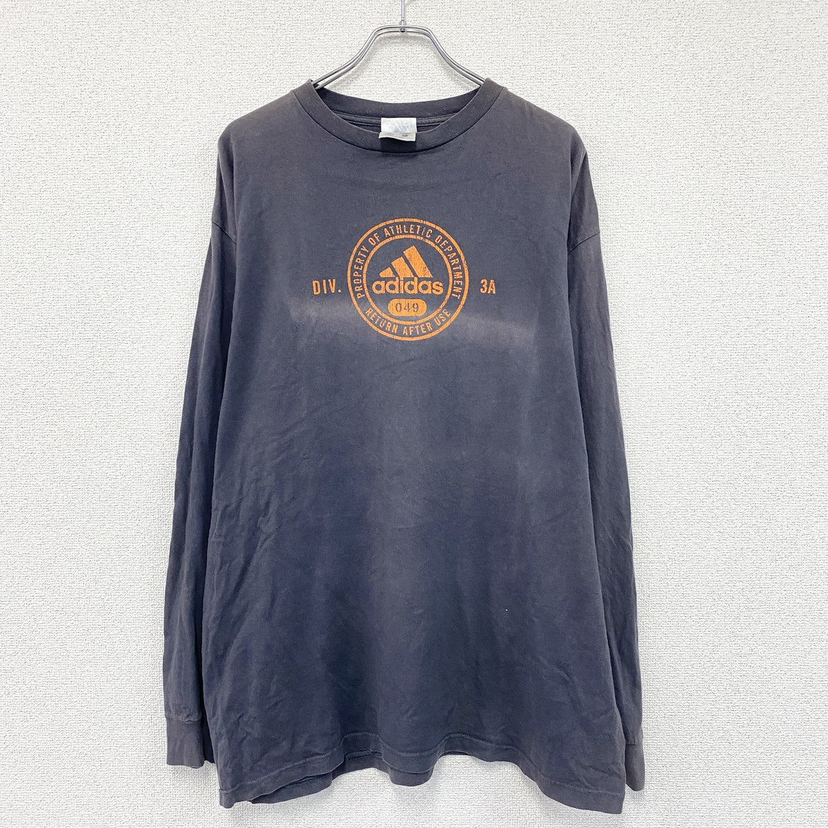 adidas　アディダス　長袖プリントTシャツ/ロンT　紺　ネイビー　2XLサイズ　古着