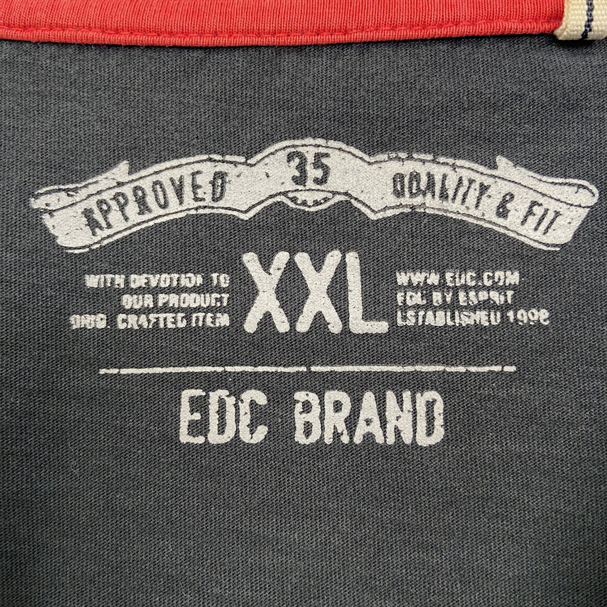 EDC BRAND　半袖デザインプリントTシャツ　クルーネック　Supply Company　黒　ブラック　2XLサイズ　古着