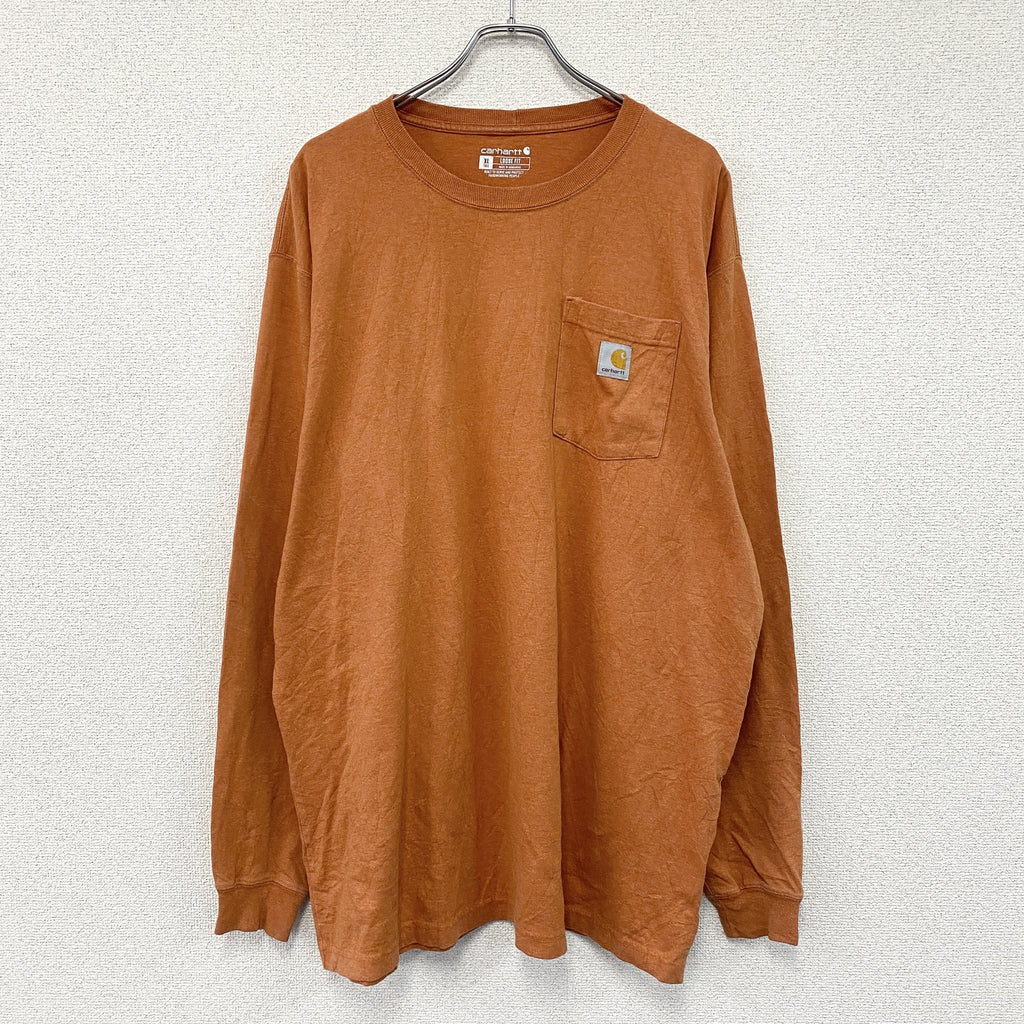 carhatt　カーハート　長袖Tシャツ/ロンT　オレンジ　XLサイズ カットソー メンズ コットン 古着