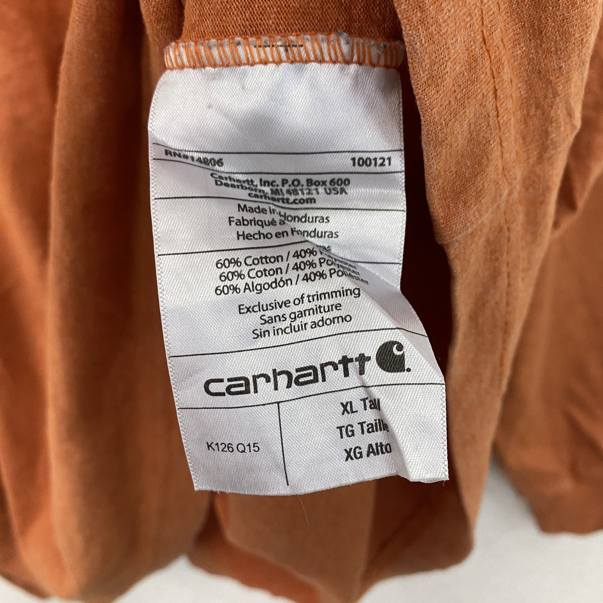 carhatt　カーハート　長袖Tシャツ/ロンT　オレンジ　XLサイズ カットソー メンズ コットン 古着