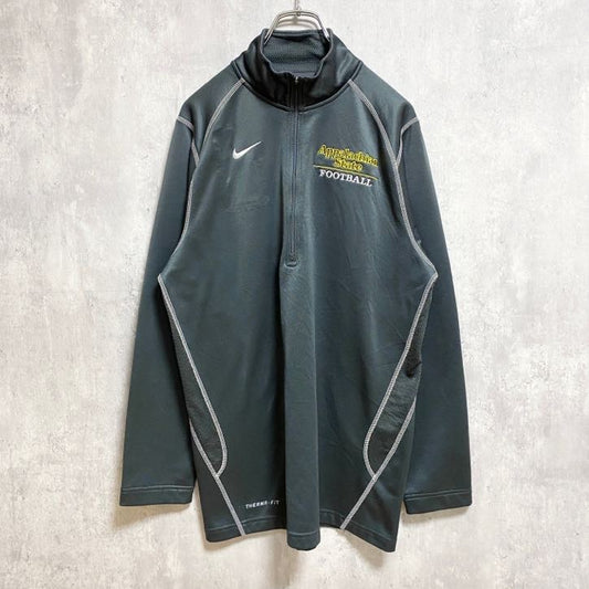 古着 used　NIKE　ナイキ　長袖ハーフジップカレッジトラックジャケット　ジャージ　アパラチア大学　フットボール　黒　ブラック