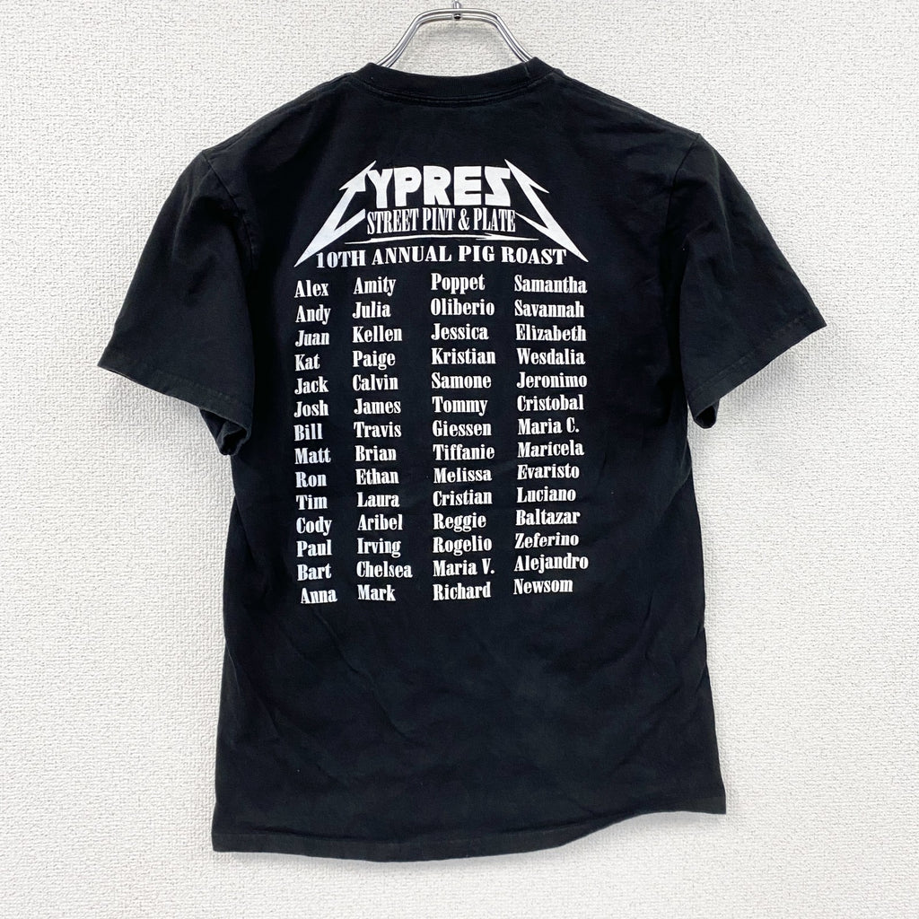 Hanes　ヘインズ　半袖プリントTシャツ　イベントTシャツ　イーペル　ピッグロースト　黒　ブラック　Sサイズ カットソー メンズ コットン 古着