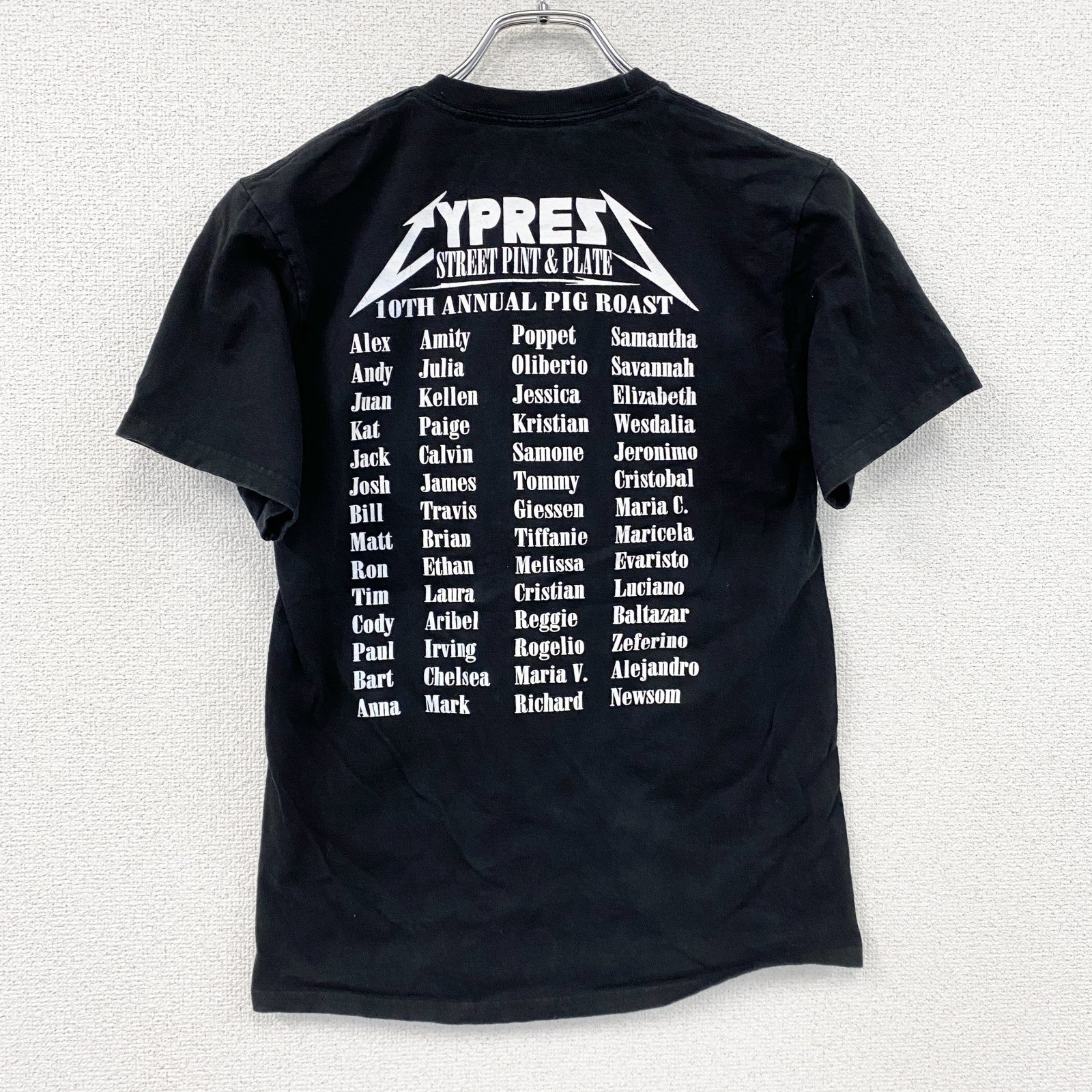 Hanes　ヘインズ　半袖プリントTシャツ　イベントTシャツ　イーペル　ピッグロースト　黒　ブラック　Sサイズ カットソー メンズ コットン 古着