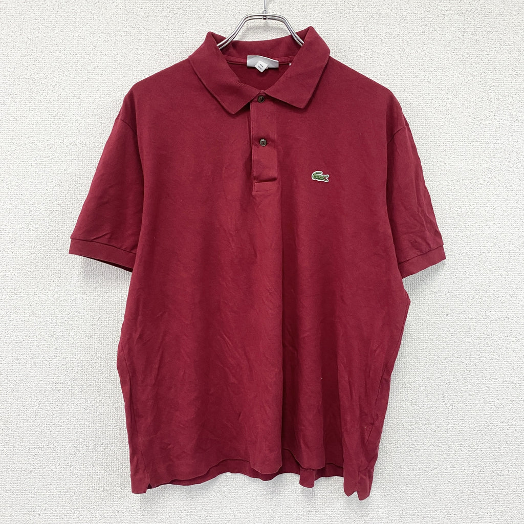 LACOSTE　ラコステ　半袖ポロシャツ　刺ロゴ　赤　レッド　XLサイズ　古着