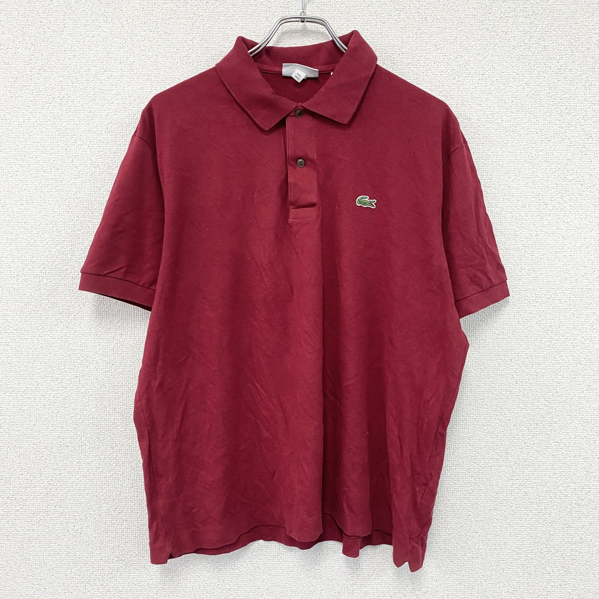 LACOSTE　ラコステ　半袖ポロシャツ　刺ロゴ　赤　レッド　XLサイズ　古着