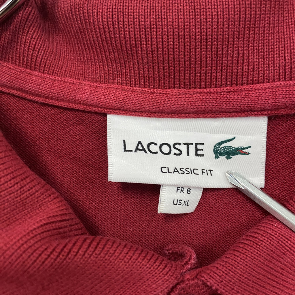 LACOSTE　ラコステ　半袖ポロシャツ　刺ロゴ　赤　レッド　XLサイズ　古着
