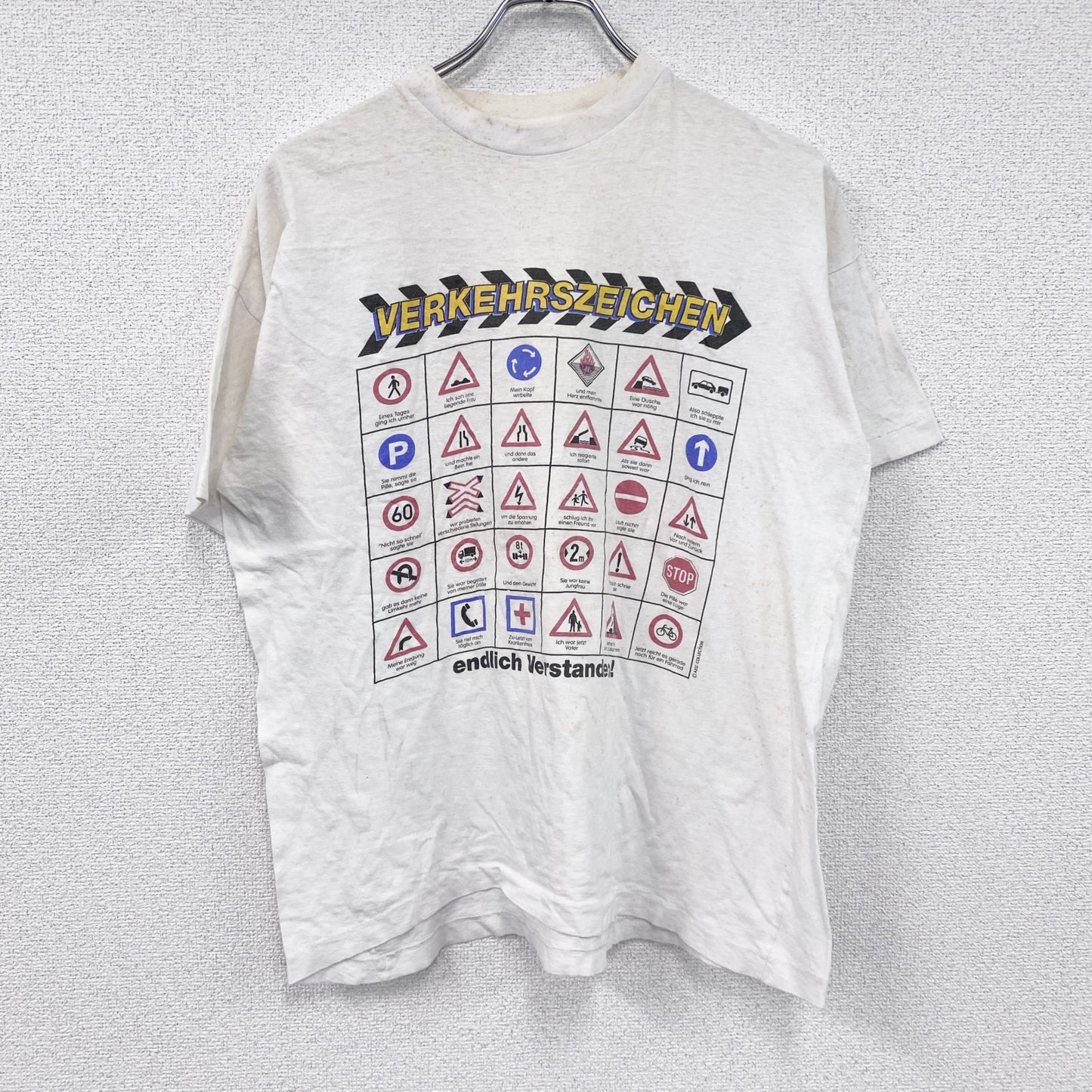 90s　標識　半袖プリントTシャツ　シングルステッチ　ヴィンテージ　白　ホワイト