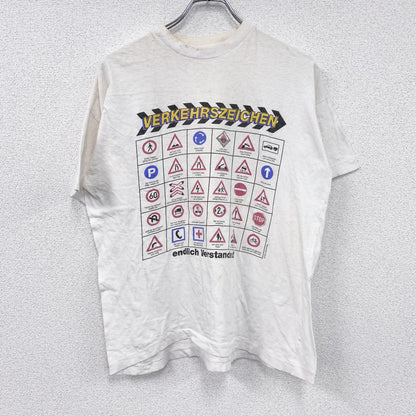 90s　標識　半袖プリントTシャツ　シングルステッチ　ヴィンテージ　白　ホワイト