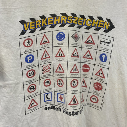 90s　標識　半袖プリントTシャツ　シングルステッチ　ヴィンテージ　白　ホワイト