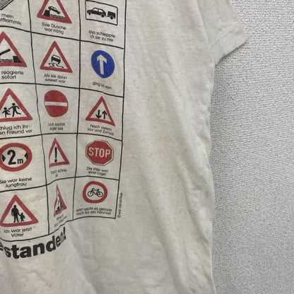 90s　標識　半袖プリントTシャツ　シングルステッチ　ヴィンテージ　白　ホワイト