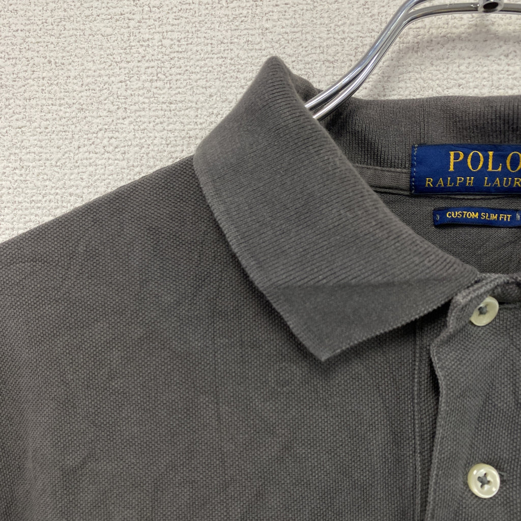 POLO RALPH LAUREN　ポロラルフローレン　半袖ポロシャツ　刺ロゴ　グレー　Lサイズ　古着