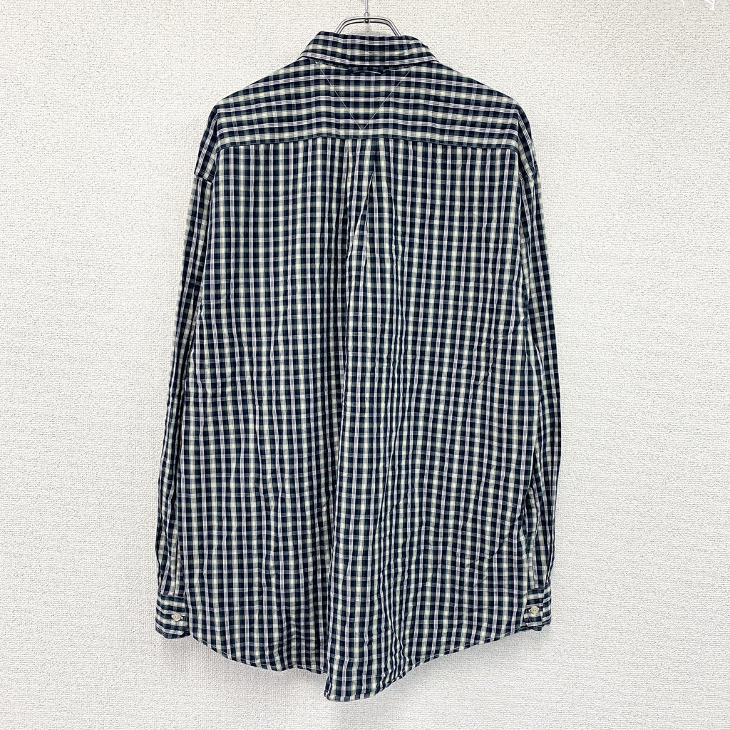 TOMMY HILFIGER　トミーヒルフィガー　長袖ボタンダウンシャツ　チェック柄　マルチカラー　紺　ネイビー　XLサイズ　古着