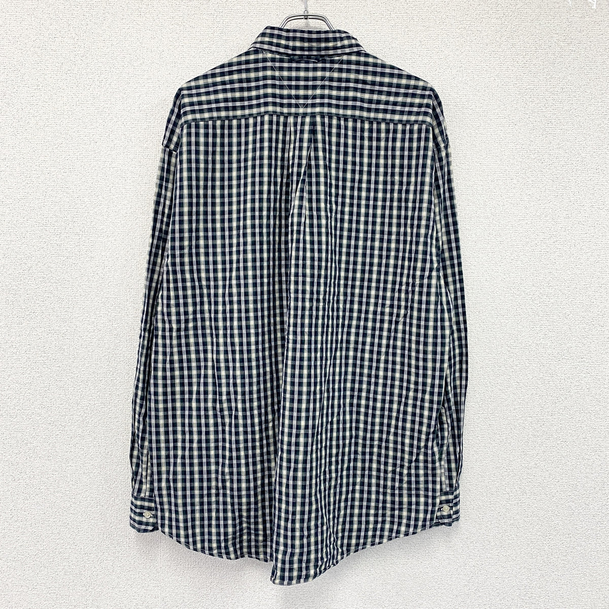 TOMMY HILFIGER　トミーヒルフィガー　長袖ボタンダウンシャツ　チェック柄　マルチカラー　紺　ネイビー　XLサイズ　古着