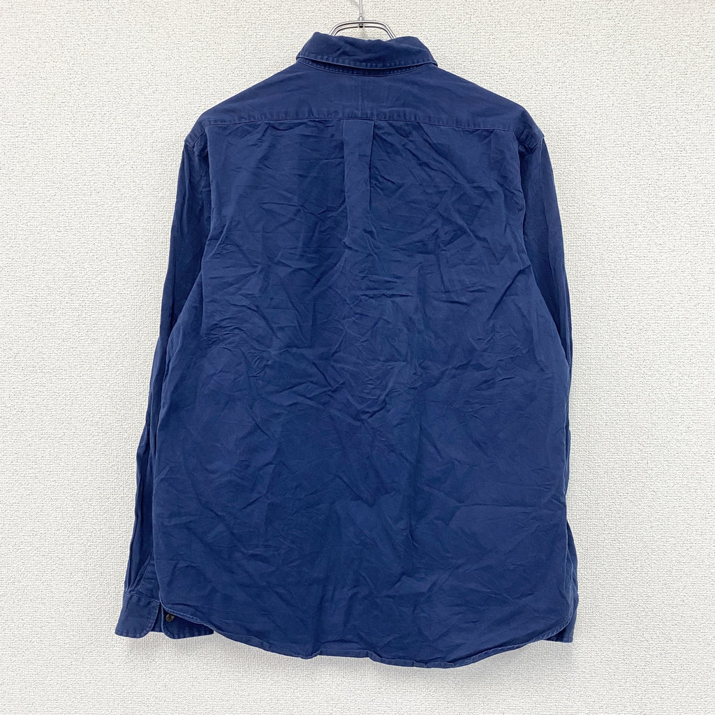 Ralph Lauren　ラルフローレン　長袖ボタンダウンシャツ　刺ロゴ　紺　ネイビー　Lサイズ　古着
