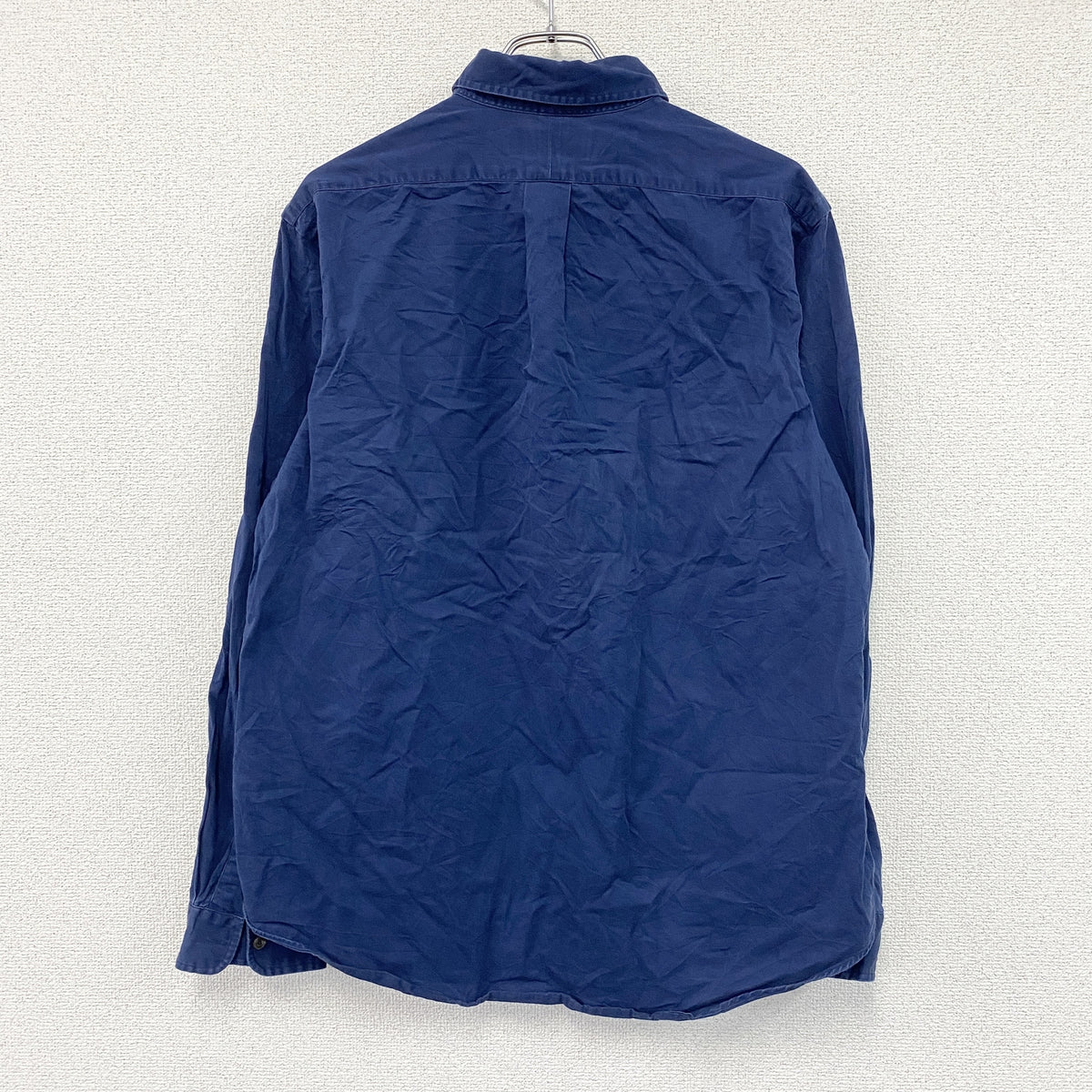Ralph Lauren　ラルフローレン　長袖ボタンダウンシャツ　刺ロゴ　紺　ネイビー　Lサイズ　古着