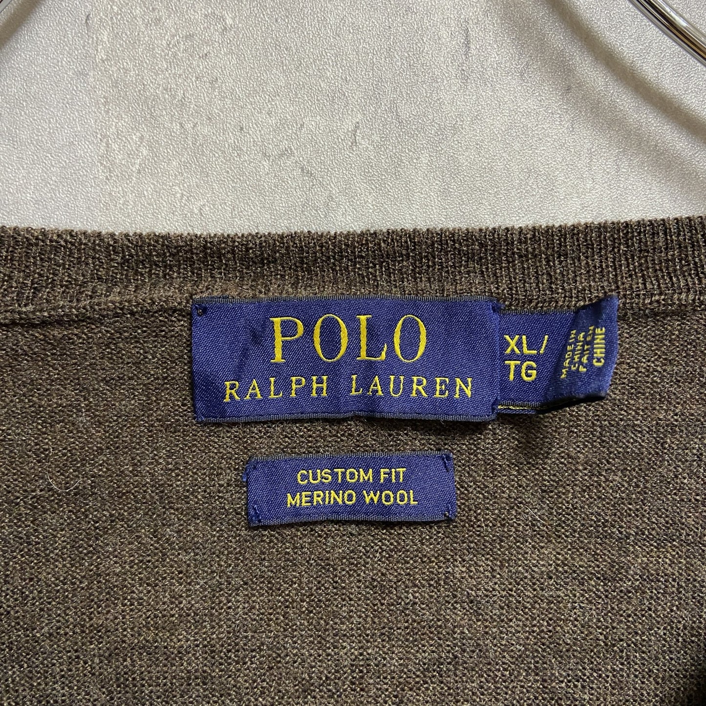 古着 used　Polo Ralph Lauren　ポロラルフローレン　長袖メリノウールニット　セーター　ロゴ刺繍　XLサイズ