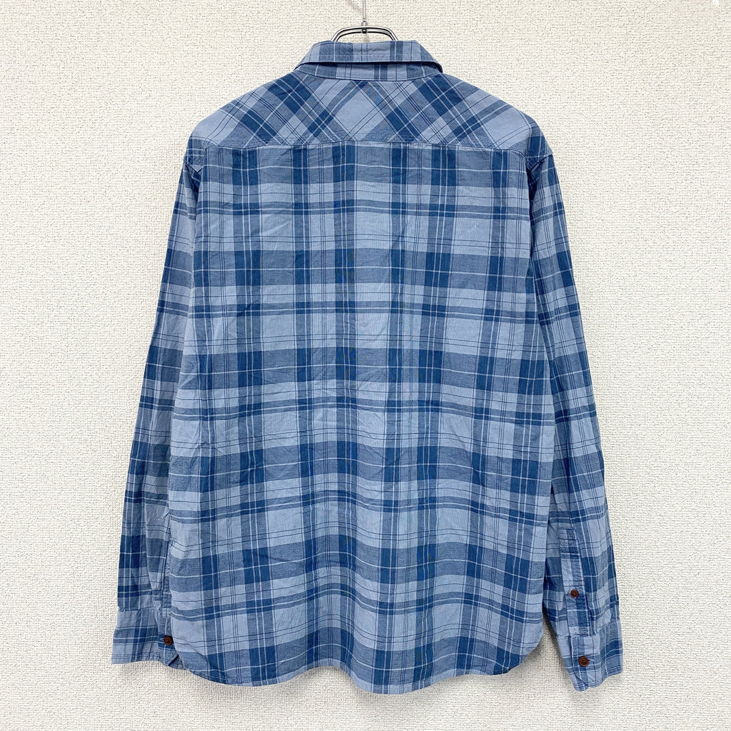 Levi's　リーバイス　長袖ボタンダウンシャツ　チェック柄　青　ブルー　Lサイズ　古着