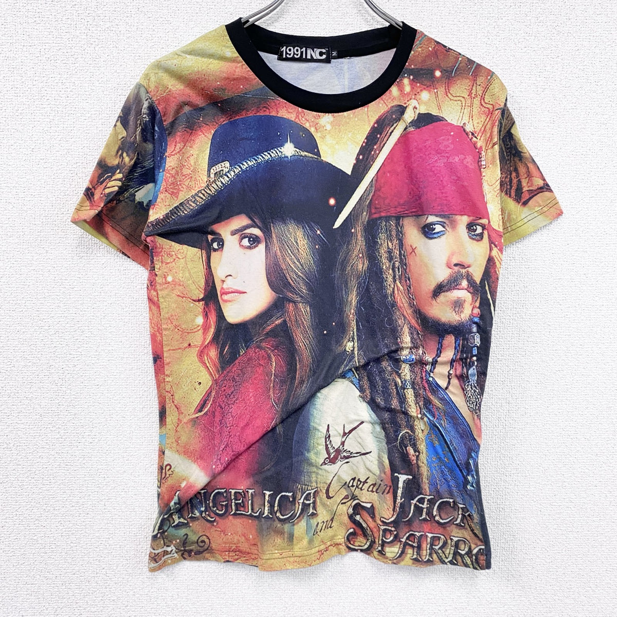 1991NC　パイレーツオブカリビアン　ジョニー・デップ　半袖プリントTシャツ　マルチカラー　Mサイズ　古着