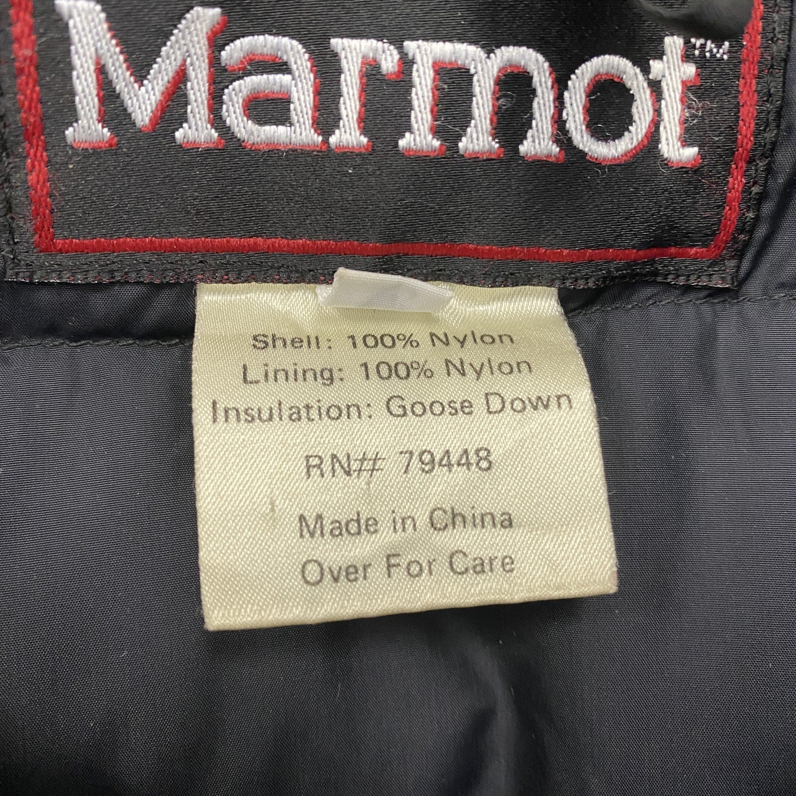 Marmot　マーモット　フルジップダウンベスト　刺繍ロゴ　黒　ブラック　Mサイズ　古着