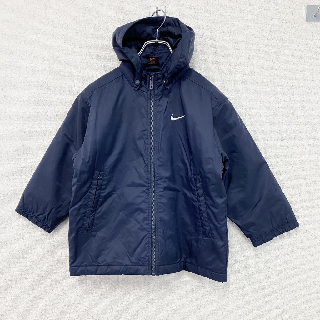 90s　NIKE　ナイキ　中綿ジャケット　スウッシュ　デカロゴ　ヴィンテージ　紺　ネイビー　Lサイズ　古着