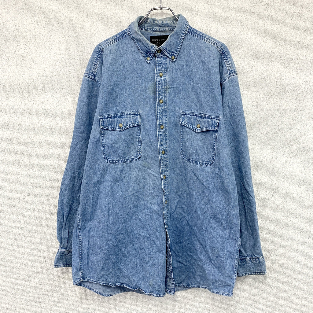 Croft＆Barrow　クラフト＆バロー　長袖ボタンダウンデニムシャツ　インディゴ　Lサイズ　古着