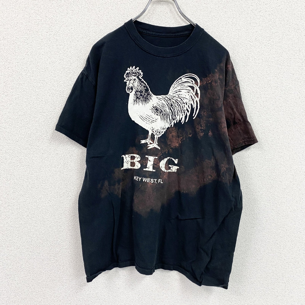 00s　半袖プリントTシャツ　アニマルTシャツ　鶏　ヴィンテージ　黒　ブラック　　古着