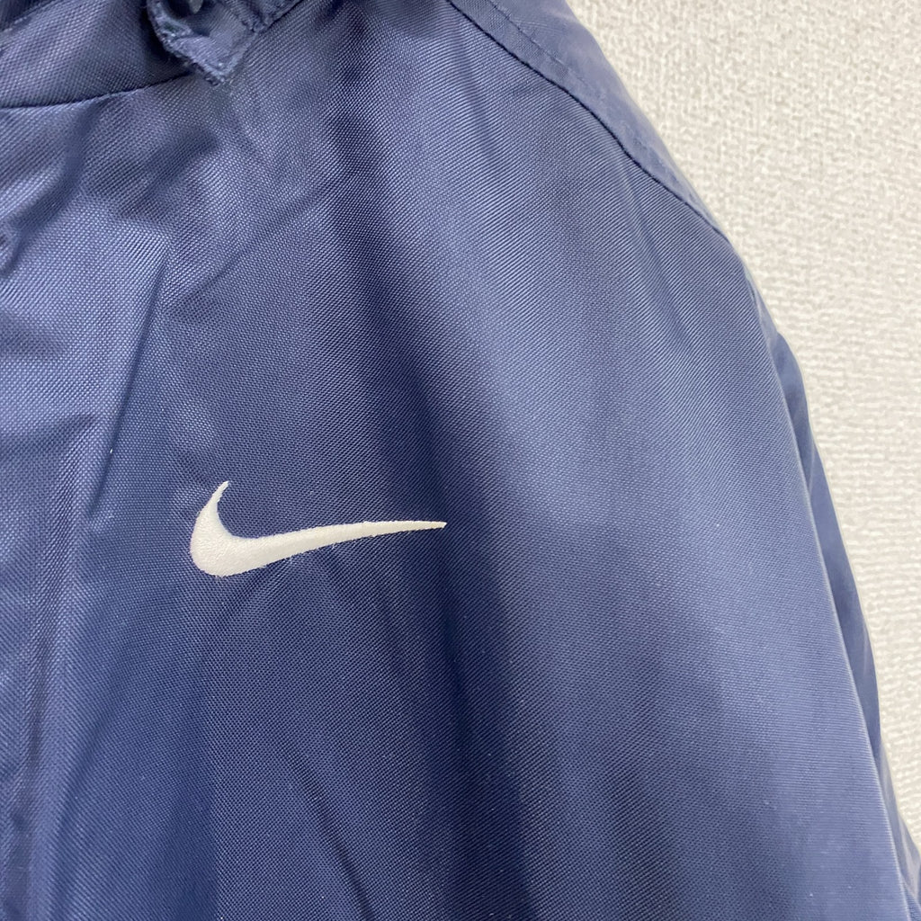 90s　NIKE　ナイキ　中綿ジャケット　スウッシュ　デカロゴ　ヴィンテージ　紺　ネイビー　Lサイズ　古着
