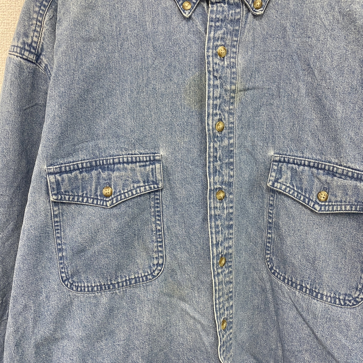 Croft＆Barrow　クラフト＆バロー　長袖ボタンダウンデニムシャツ　インディゴ　Lサイズ　古着