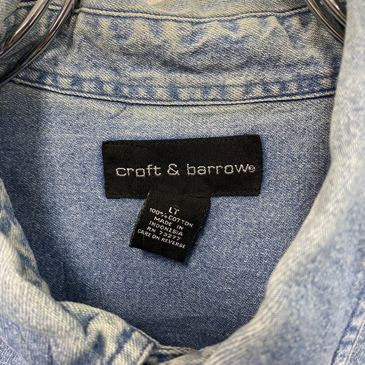 Croft＆Barrow　クラフト＆バロー　長袖ボタンダウンデニムシャツ　インディゴ　Lサイズ　古着