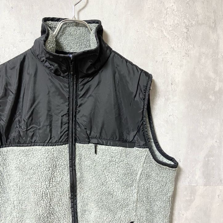 古着 used　90s　OLD GAP オールドギャップ　ボアフリースベスト　バイカラー　グレー　黒　ブラック　XL