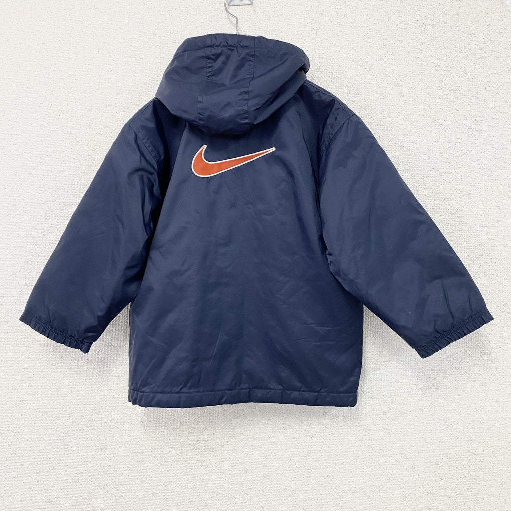 90s　NIKE　ナイキ　中綿ジャケット　スウッシュ　デカロゴ　ヴィンテージ　紺　ネイビー　Lサイズ　古着