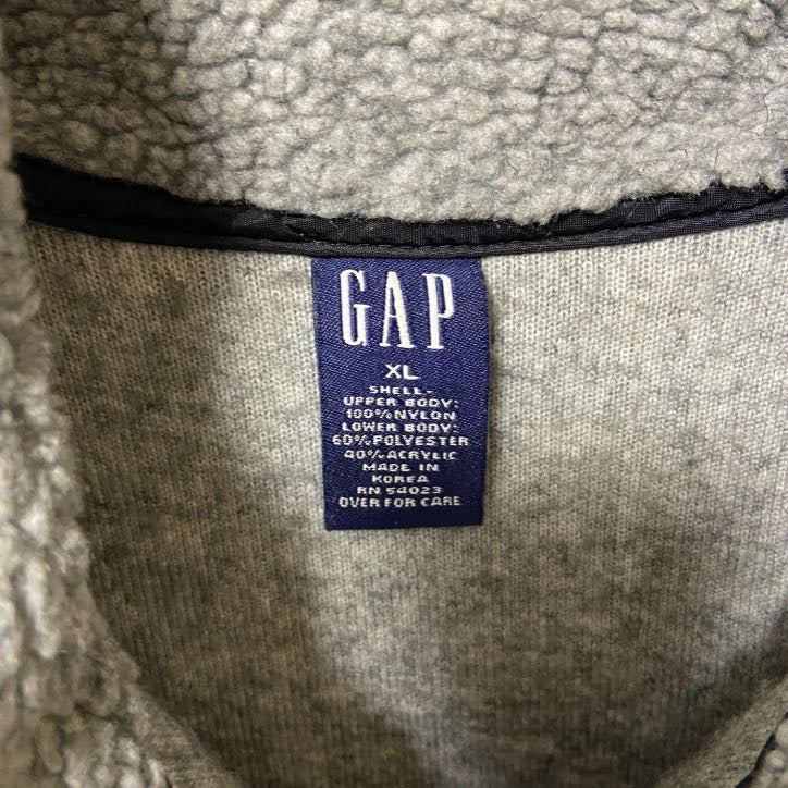 古着 used　90s　OLD GAP オールドギャップ　ボア切替ベスト　ジップアップベスト　グレー　ブラック　XLサイズ