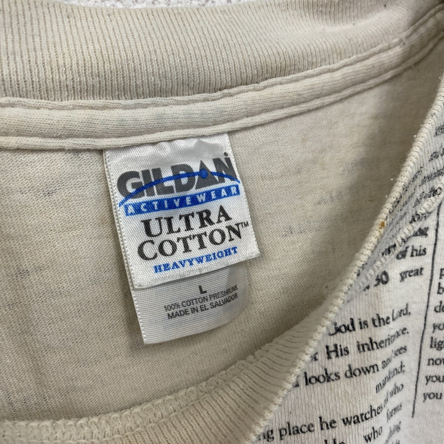 00s　GILDAN　ギルダン　半袖プリントTシャツ　ヴィンテージ　総柄　白　ホワイト　Lサイズ