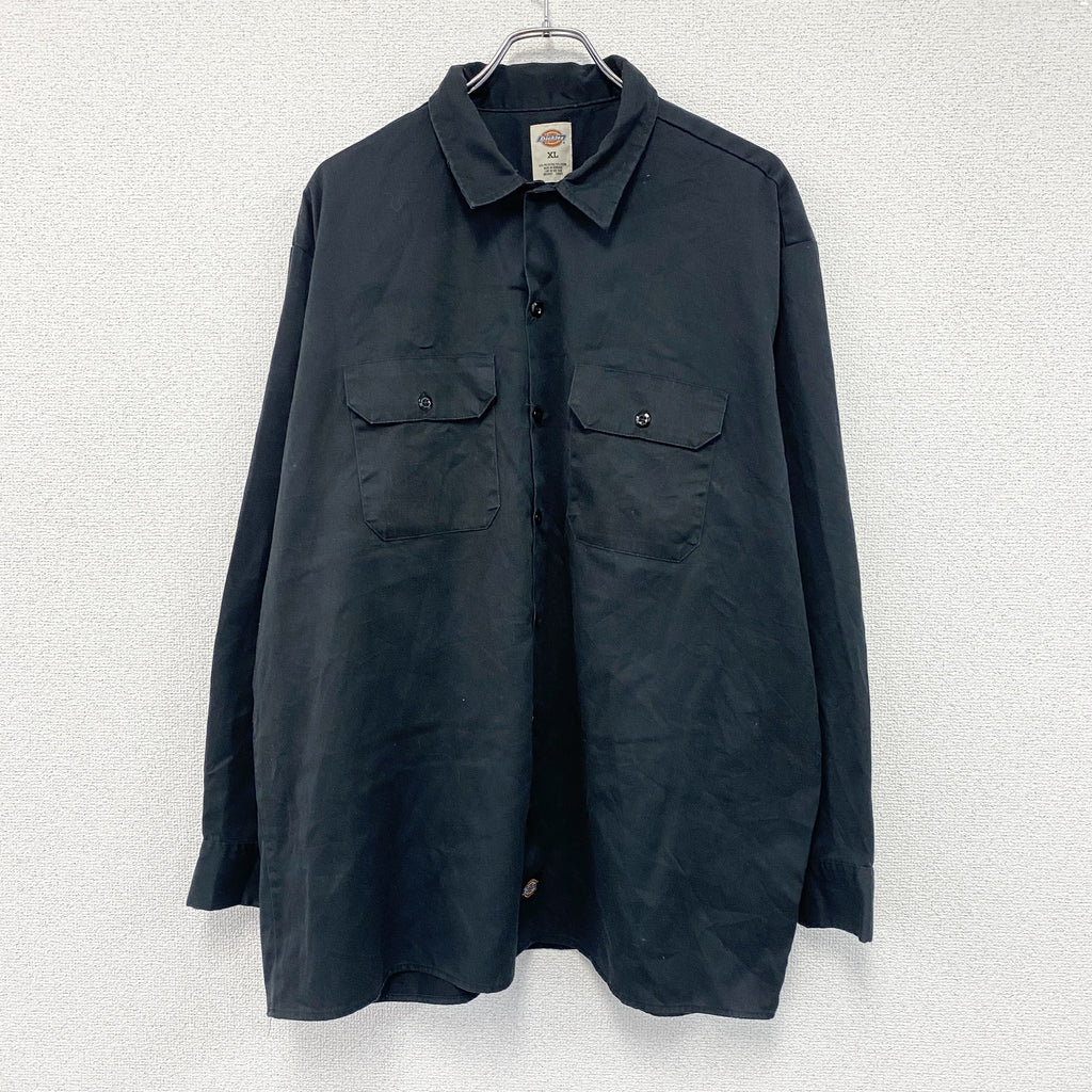Dickies　ディッキーズ　長袖ワークシャツ　黒　ブラック　XLサイズ　古着