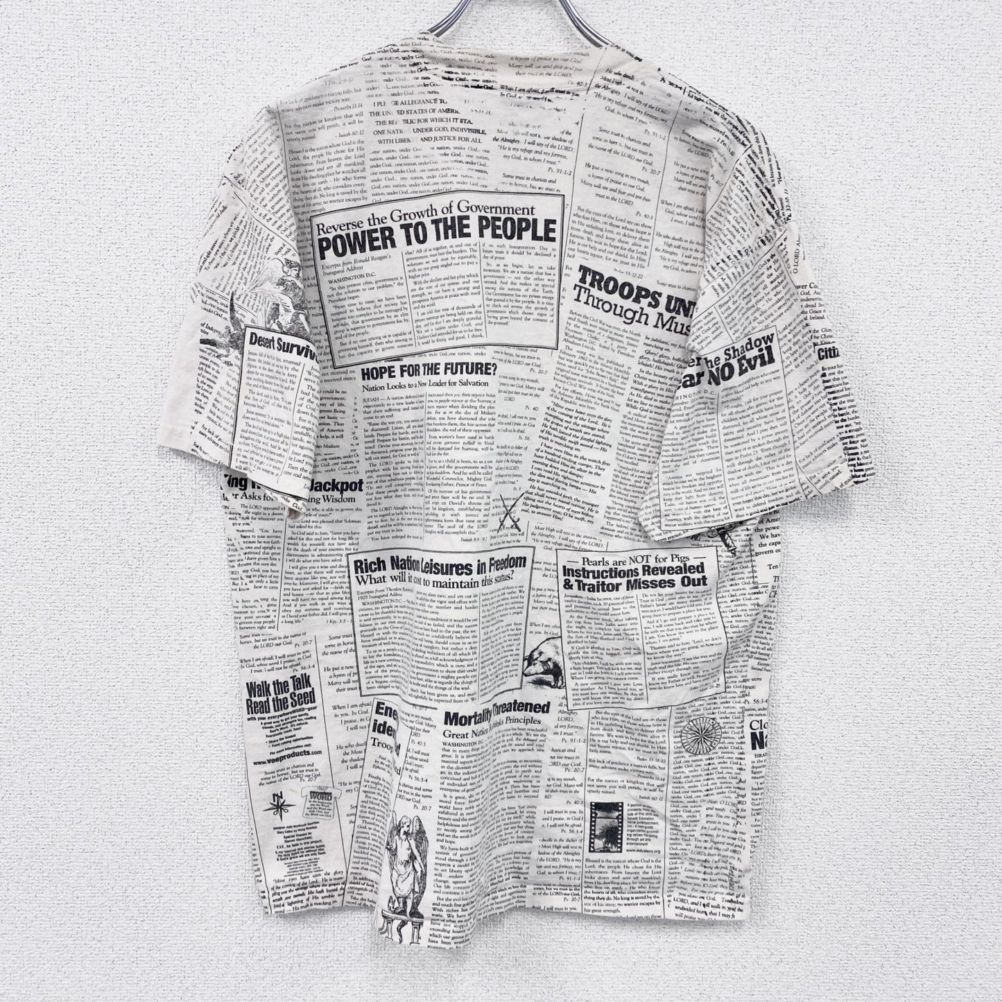 00s　GILDAN　ギルダン　半袖プリントTシャツ　ヴィンテージ　総柄　白　ホワイト　Lサイズ