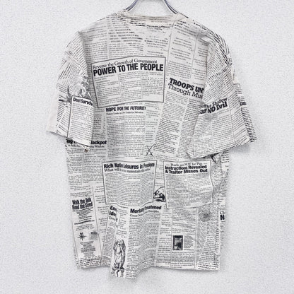 00s　GILDAN　ギルダン　半袖プリントTシャツ　ヴィンテージ　総柄　白　ホワイト　Lサイズ